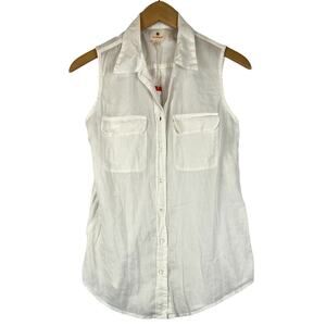NWT Sundry Sleeveless Shirt Womens Size‎ 1 Button Front Blouse Tank 100% Cotton